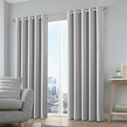 Aspire Homeware Plain Room Darkening Blackout Eyelet Curtain Pair Light Grey (W) 228Cm X (D)228Cm With Tie Back Pair - thumbnail 9
