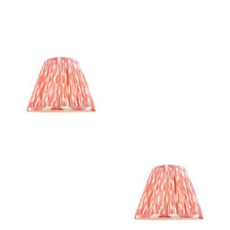 Loops Elegant Set Of 2 Coral Pink Fabric Tapered Lamp Shades - Handcrafted Pleated Design