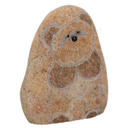 AB Tools Small Teddy Bear River Rock Hand Carved Stone Decoration House Garden Yard - thumbnail 2