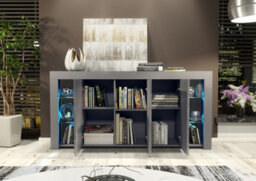 Sideboard Tv Unit Display Cabinet Cupboard Tv Stand Living Room High Gloss Doors - Dark Grey - thumbnail 7