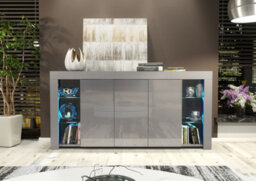 Sideboard Tv Unit Display Cabinet Cupboard Tv Stand Living Room High Gloss Doors - Dark Grey - thumbnail 4