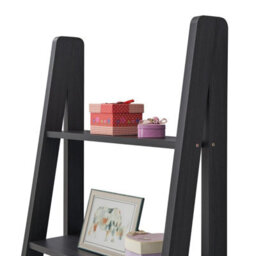 Timber Art Design Riva Ladder Bookcase With 5 Tier Shelves In Black Wood Effect - thumbnail 4