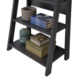 Timber Art Design Riva Ladder Bookcase With 5 Tier Shelves In Black Wood Effect - thumbnail 5