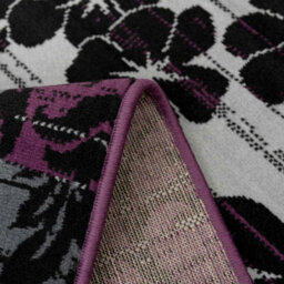Loomed Purple Black Grey Floral Patchwork Living Room Rug 190X280Cm - thumbnail 4