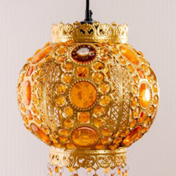 Valuelights Bazaar Moroccan Jewelled Gold Ceiling Lamp Shade - thumbnail 3