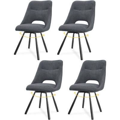 Longtoo Dining Chairs Set Of 4, 360 Degrees Swivel Kitchen Chairs, Ergonomic Upholstered Chair With Metal Legs, Dark Grey - image 1