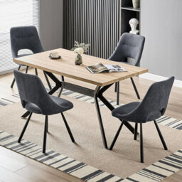 Longtoo Dining Chairs Set Of 4, 360 Degrees Swivel Kitchen Chairs, Ergonomic Upholstered Chair With Metal Legs, Dark Grey - thumbnail 3