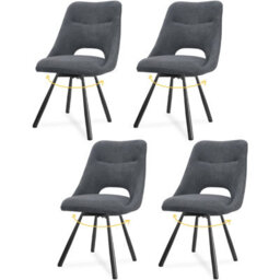 Longtoo Dining Chairs Set Of 4, 360 Degrees Swivel Kitchen Chairs, Ergonomic Upholstered Chair With Metal Legs, Dark Grey - thumbnail 1