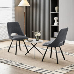 Longtoo Dining Chairs Set Of 4, 360 Degrees Swivel Kitchen Chairs, Ergonomic Upholstered Chair With Metal Legs, Dark Grey - thumbnail 6