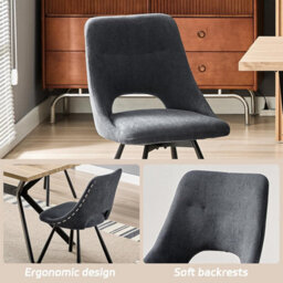 Longtoo Dining Chairs Set Of 4, 360 Degrees Swivel Kitchen Chairs, Ergonomic Upholstered Chair With Metal Legs, Dark Grey - thumbnail 5
