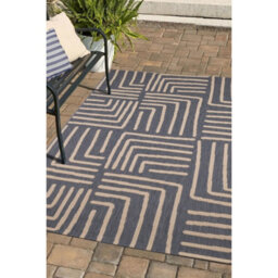 Melrose Eden Patches Navy Stripes Indoor Outdoor Large Area Rug 3mm Pile Height - 160/230Cm - thumbnail 1