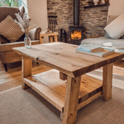 L120Xw60Xh45 Lotti Live / Waney Edge Coffee Table With Shelf - thumbnail 1