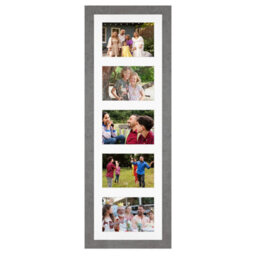 AK Frames 26X8 Marble Grey Modern Multi Photo Frame With White Mount - Holds 5 Apertures (5X) 6X4 Photos