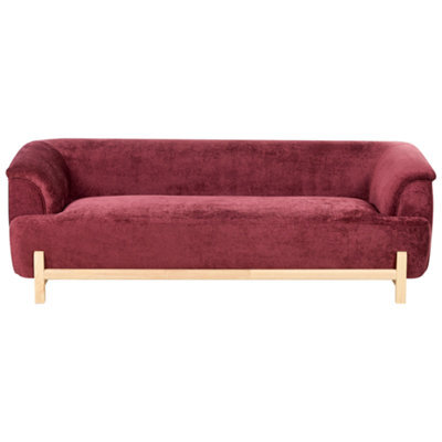 Beliani Sofa 3 Seater Alnor Chenille Burgundy - image 1