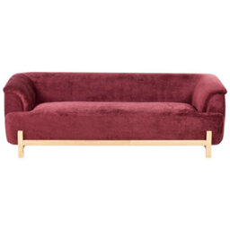 Beliani Sofa 3 Seater Alnor Chenille Burgundy - thumbnail 1