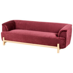 Beliani Sofa 3 Seater Alnor Chenille Burgundy - thumbnail 5