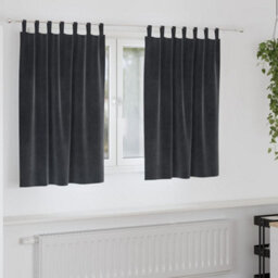 Berkfield Blackout Curtains With Hanging Loops 2 Pcs Dark Grey Velvet