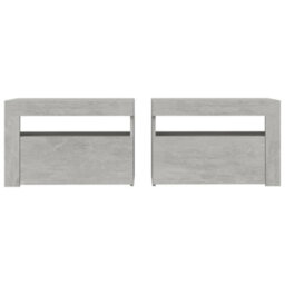 Berkfield Bedside Cabinets 2 Pcs With Leds Concrete Grey 60X35X40 Cm - thumbnail 4