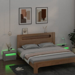 Berkfield Bedside Cabinets 2 Pcs With Leds Concrete Grey 60X35X40 Cm - thumbnail 8