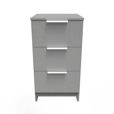 Poole 3 Drawer Bedside Cabinet In Uniform Grey & Dusk Grey (Ready Assembled) - image 1