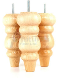 L&F Solid Wood Turned Furniture Feet 200mm High Natural Replacement Legs Set Of 4  M10 Pkc220L - thumbnail 3