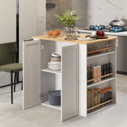 Costway Kitchen Island Storage Buffet Server Cabinet Cupboard Floor Sideboard W/ 2 Doors - thumbnail 4