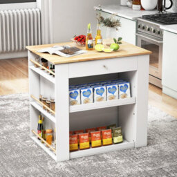 Costway Kitchen Island Storage Buffet Server Cabinet Cupboard Floor Sideboard W/ 2 Doors - thumbnail 3