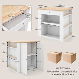Costway Kitchen Island Storage Buffet Server Cabinet Cupboard Floor Sideboard W/ 2 Doors - thumbnail 2