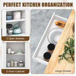 Costway Kitchen Island Storage Buffet Server Cabinet Cupboard Floor Sideboard W/ 2 Doors - thumbnail 8