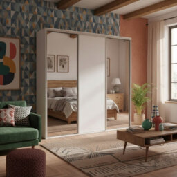 Grande 277 Ii Modern Sliding Door Wardrobe White Wardrobe With Two Full Length Mirrors - thumbnail 2