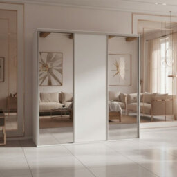 Grande 277 Ii Modern Sliding Door Wardrobe White Wardrobe With Two Full Length Mirrors - thumbnail 1
