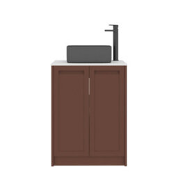 Royal Bathrooms Royal Bathroom Elmore 600mm Terracotta Clay Freestanding Bathroom Vanity Unit 2 Door Plain White Worktop With Art Square Basin - thumbnail 7