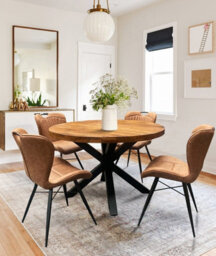 Buttercup Farm Industrial Round X Leg Dining Table - Mango Wood/iron - L130 X W130 X H76 Cm - Mango Pp Saw Finish - thumbnail 5