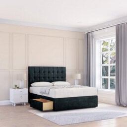 "Sloomy 4Ft Alabama Divan Bed Base Black Naples ,2 Drawers & 54"" Floor Standing Headboard - Small Double" - thumbnail 1