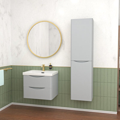 Nes Home Matte Grey 600mm Wall Hung Vanity Unit & 400mm Cabinet Suite - image 1