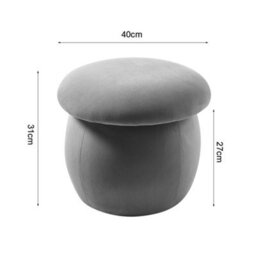 Living And Home Grey Cute Mushroom Shaped Velvet Pouf Foot Stool Dia 400 X H 310 mm - thumbnail 5
