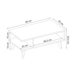 Decortie Titus Modern Coffee Table 80Cm Open Storage Shelf White Living Room Centre Table - thumbnail 3