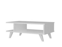 Decortie Titus Modern Coffee Table 80Cm Open Storage Shelf White Living Room Centre Table - thumbnail 2