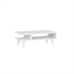 Decortie Titus Modern Coffee Table 80Cm Open Storage Shelf White Living Room Centre Table - thumbnail 4