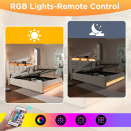 Double Linen Storage Bed With Led, Usb-C & Headboard - thumbnail 4