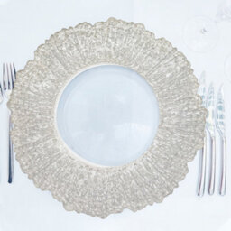 Neel Blue Charger Plates For Table Decoration - Silver Crackled - Pack Of 12 - thumbnail 8