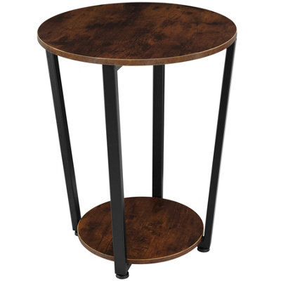 Tectake Bedside Table Swindon - Industrial Style, Round With Large And Small Shelf, 50 X 62.5 Cm - Industrial Wood Dark, Rustic - image 1