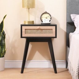 Furniturehmd Ratten 3-Color Bedside Table With One Drawer,solid Pine Wood Leg,storage Nightstand,sofa Side Table - thumbnail 1