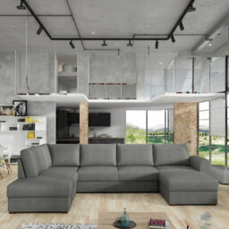 Wilma U Shape Living Room Sofa Bed With Hr Foam Wave Springs Wooden Legs Two Storage 305X188X85Cm Grey Left - thumbnail 2