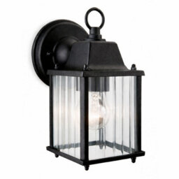 CGC Interiors Cgc Santiago Mini Black Coach Lantern Wall Light With Ribbed Glass - thumbnail 2