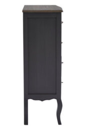 Orsina Classical 4 Drawer Dark Grey Chest, Bayur Wood Accent Cabinet With Brass Baroque Handles, Storage Drawer Unit - thumbnail 3