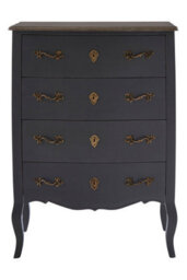 Orsina Classical 4 Drawer Dark Grey Chest, Bayur Wood Accent Cabinet With Brass Baroque Handles, Storage Drawer Unit - thumbnail 5
