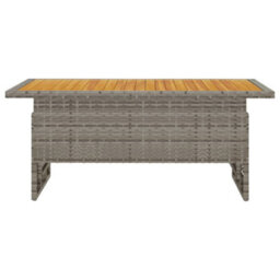 Berkfield Garden Table Grey 100X50X43/63 Cm Solid Wood Acacia&poly Rattan - thumbnail 3