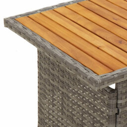 Berkfield Garden Table Grey 100X50X43/63 Cm Solid Wood Acacia&poly Rattan - thumbnail 6