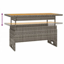 Berkfield Garden Table Grey 100X50X43/63 Cm Solid Wood Acacia&poly Rattan - thumbnail 5